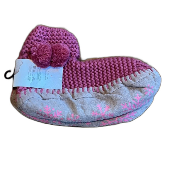 Macchia di Ruggine Hand Knit Pom Pom Slippers Size L XL - Picture 1 of 5